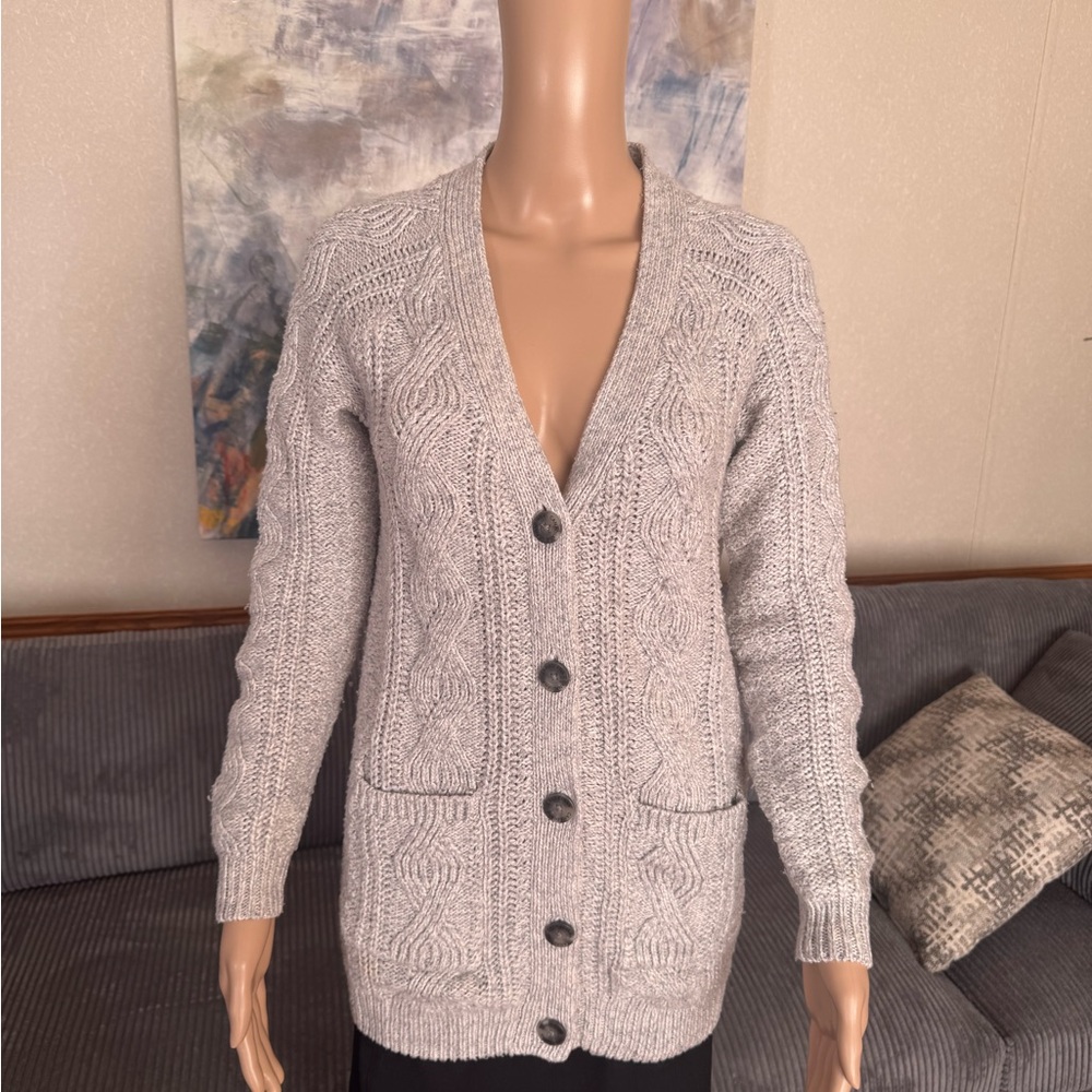 Gray Button-Up Cardigan
